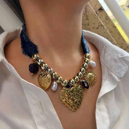 Collier pendentif coeur couleur or 1 pièce 2