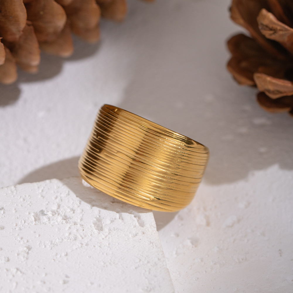 Bague Minimaliste En Acier Inoxydable Doré, Étanche, 1 Pièce Image4