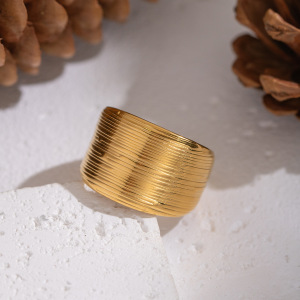 Bague Minimaliste En Acier Inoxydable Doré, Étanche, 1 Pièce h5 Image4