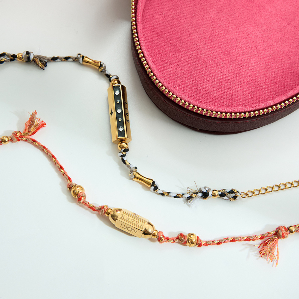 Bracelet À Breloques Rétro Pour Femme, En Acier Inoxydable, Étanche, Couleur Or (1 Pièce). Image6