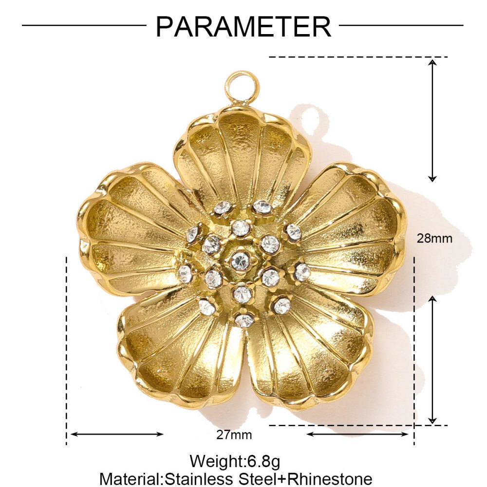 Pendentif Femme En Acier Inoxydable Doré, Magnifique Motif Floral (1 Pièce) Image2