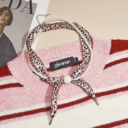 Collier foulard en tissu imprimé léopard rétro 1 pièce 2