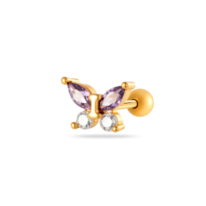Boucles D'Oreilles Piercing Papillon Violet En Cuivre Et Zircone Pour Femme, 1 Pièce h5 Image6