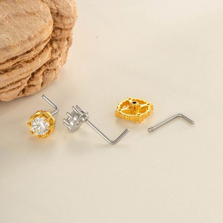1 pièce de piercing de nez en zircon couleur cuivre doré 2