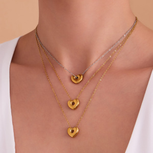 Ensembles De Bijoux Minimalistes En Acier Inoxydable Imperméable, En Forme De Cœur, Aux Couleurs Or Et Argent. h5 Image3