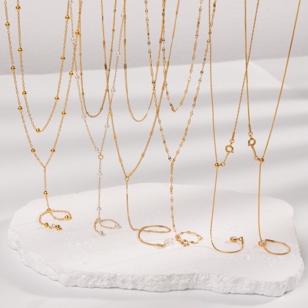 Ensemble de colliers en acier inoxydable doré, étanches, avec chaîne en Y