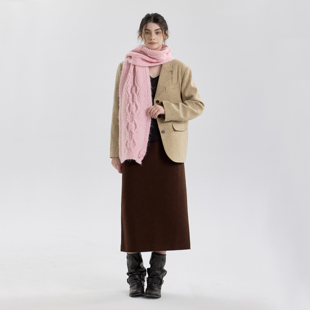 1 Écharpe D'Hiver En Polyester À Fleurs Magnifiques Pour Femme Image3