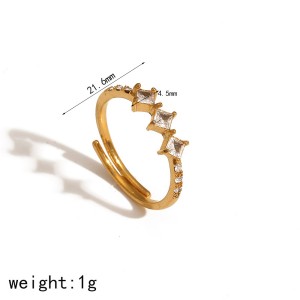 Bague Minimaliste Étanche En Acier Inoxydable Couleur Or (1 Pièce) h5 