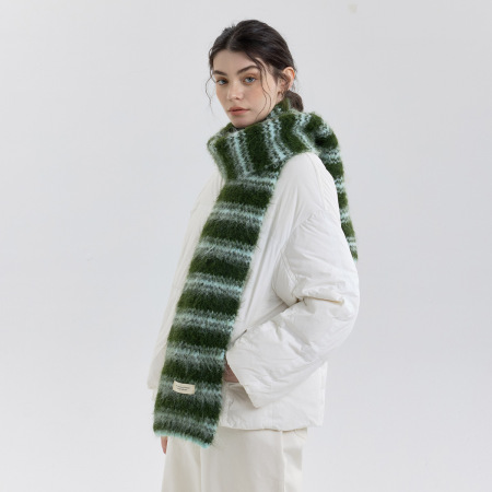 1 écharpe d'hiver en polyester à rayures charmantes pour femme