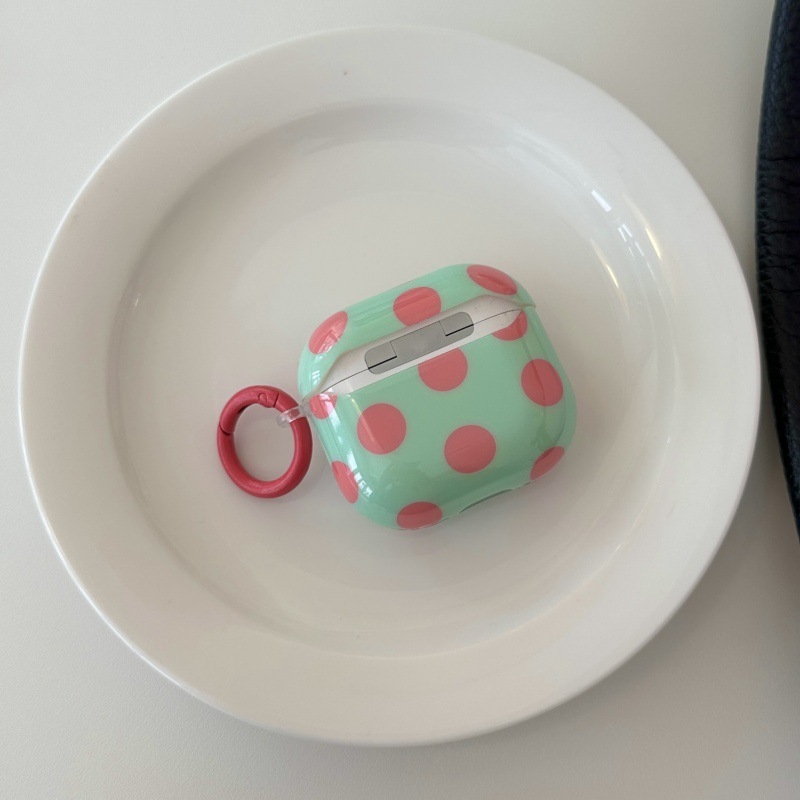 1 Étui Pour Écouteurs Pour Femme À Pois Colorés Rose Et Vert Image2