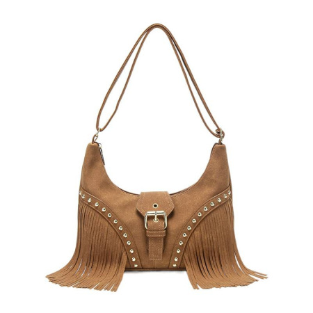 Sac à bandoulière femme rétro à pompons, 1 pièce, collection Simple 2