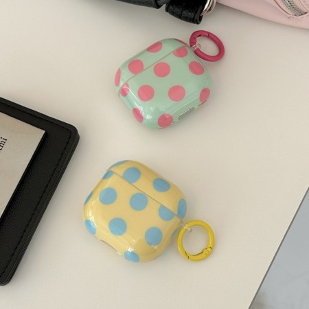 1 étui pour écouteurs pour femme à pois colorés rose et vert