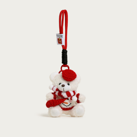 Porte-clés pour sac femme en fibre de polyester, motif ours de Noël (1 pièce)
