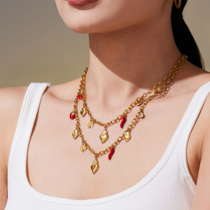 Ensembles De Bijoux Pour Femmes Heart&Chili En Acier Inoxydable Étanche Couleur Or h5 Image2