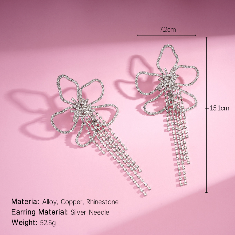1 Paire De Boucles D'Oreilles Festives À Pompons Et Fleurs En Cuivre