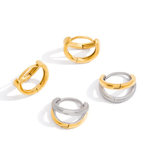 1 Paire De Boucles D'Oreilles Créoles Minimalistes Pour Femmes, En Acier Inoxydable Imperméable, Couleurs Or Et Argent h5 Image6