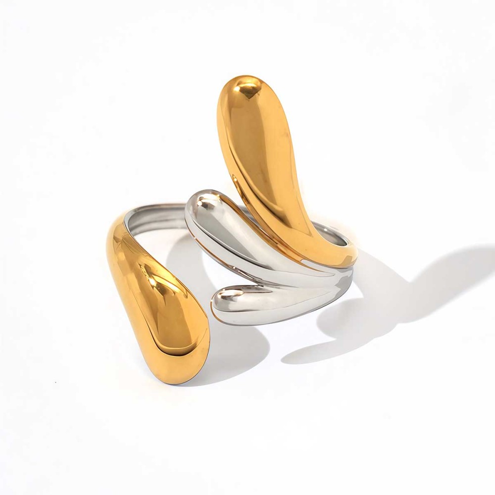 Bague Femme Simple, Forme Irrégulière, Acier Inoxydable, Couleur Or, Étanche