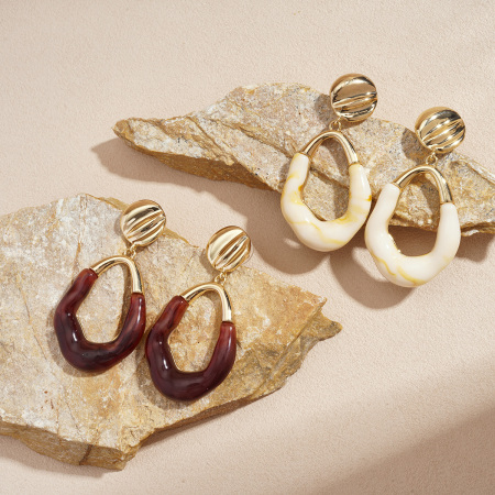 1 paire de boucles d'oreilles pendantes en résine de forme irrégulière 2