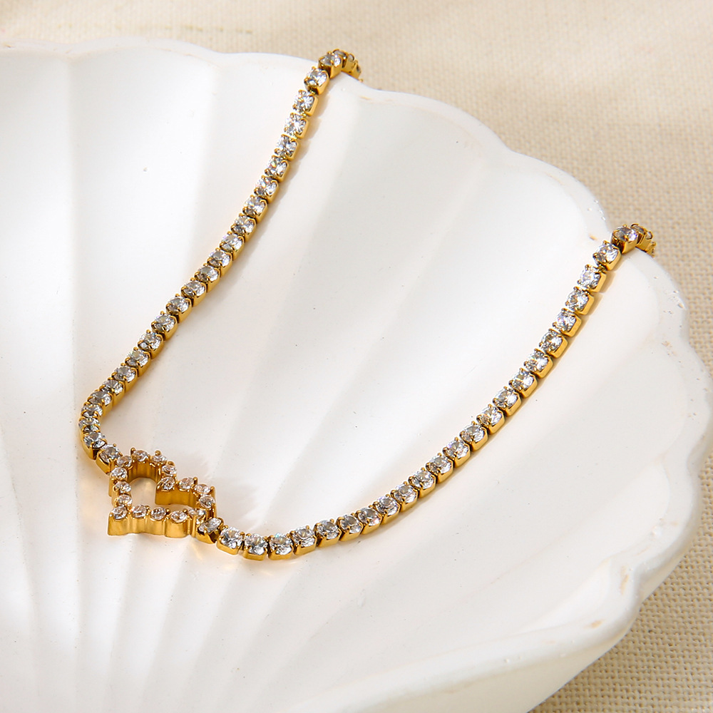 Bracelet À Maillons Pour Femme, En Acier Inoxydable Doré, Avec Motif Cœur (1 Pièce). h5Image4