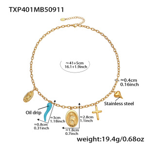 Ensembles De Bijoux Pour Femmes De La Luxueuse Série Rétro Madonna En Acier Inoxydable, Couleur Or, Étanches. h5 