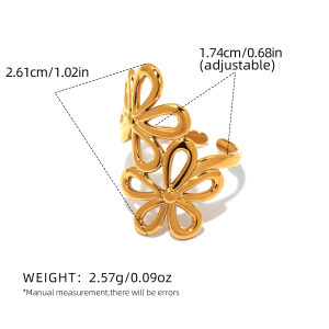 Bague Femme En Acier Inoxydable Doré, Ornée D'Une Fleur Naturelle (1 Pièce) h5