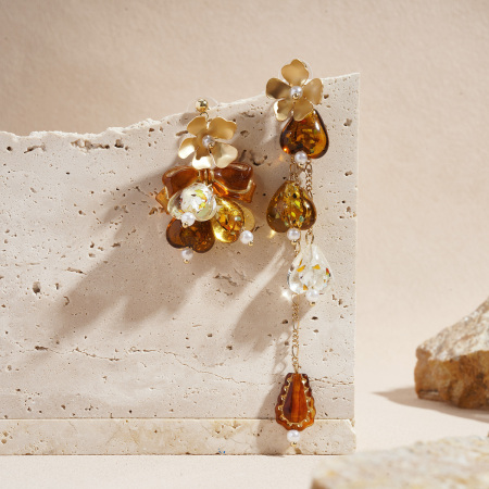 1 paire de boucles d'oreilles pendantes rétro en forme de cœur et de fleur 2
