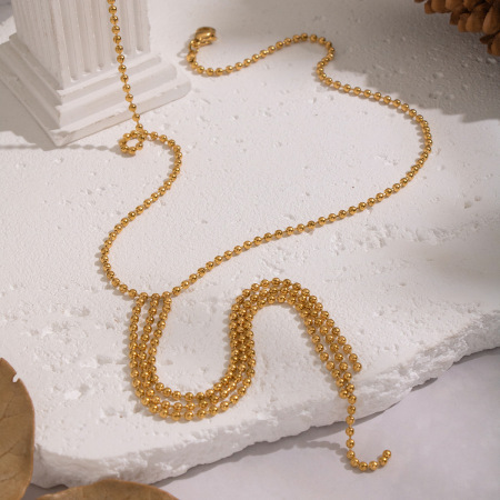 Collier pendentif en perles à pompon en forme de Y, 1 pièce 2