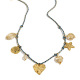 Collier en corde colorée avec perles rétro en forme de pentagramme et cœur de pêche hydraulique doré - Or 