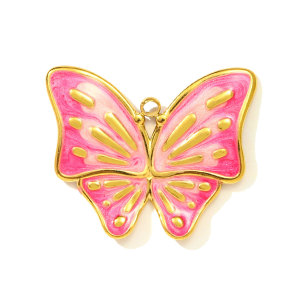 Pendentif Papillon Rayonnant En Acier Inoxydable Étanche Couleur Or (1 Pièce) h5