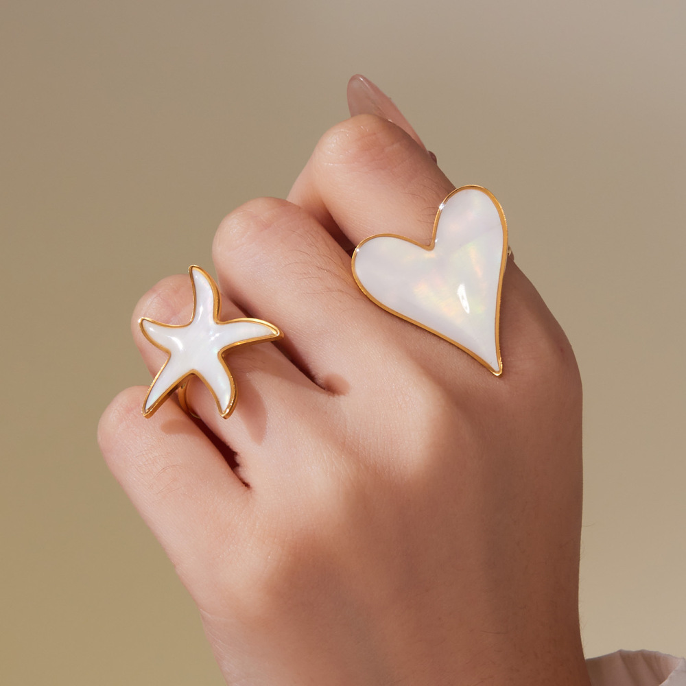 Ensembles De Bijoux Élégants Pour Femmes, En Acier Inoxydable, Couleur Or, En Forme De Cœur Et De Coquillage h5Image4