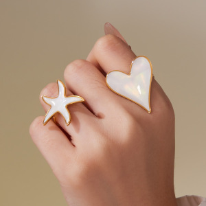 Ensembles De Bijoux Élégants Pour Femmes, En Acier Inoxydable, Couleur Or, En Forme De Cœur Et De Coquillage h5 Image4