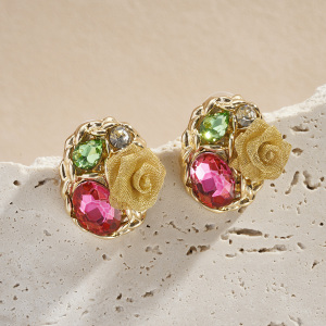 1 Paire De Boucles D'Oreilles À Tige En Alliage À Motif Floral Rétro h5 Image5