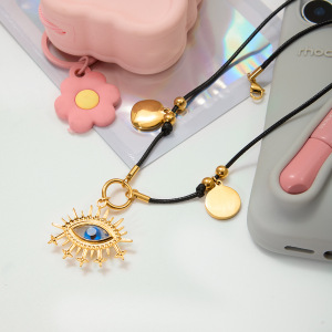 Collier Pendentif Œil De Diable Personnalisable En Acier Inoxydable Étanche Couleur Or (1 Pièce) h5 Image3