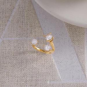 Bague Pour Femme En Acier Inoxydable Doré, Étanche, De Forme Irrégulière Et Ornée D'Un Zircon, Ornée D'Une Pierre Précieuse. h5 Image6