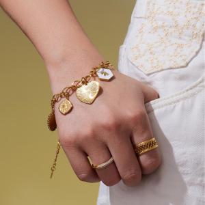 Ensembles De Bijoux Pour Femmes En Acier Inoxydable Doré, En Forme De Cœur, Étanches, De La Série Shining. h5 Image2