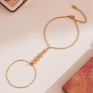 Bracelet Chaîne Femme Classique En Acier Inoxydable, Étanche, Couleur Or, Orné D'Un Zircon (1 Pièce). h5 Image9