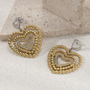 Boucles D'Oreilles Pendantes En Acier Inoxydable Doré, Étanches, En Forme De Cœur Et D'Étoile (1 Paire) h5 Image3