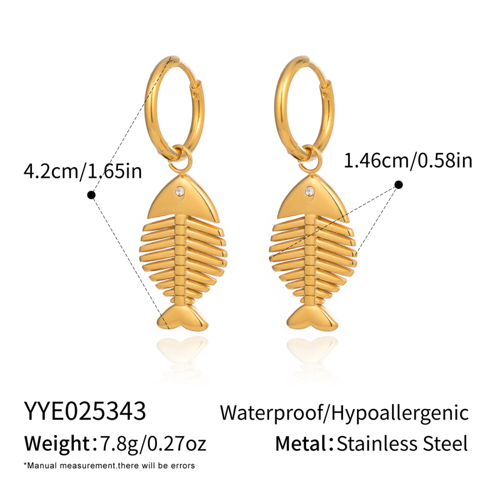 Ensemble Collier Et Collier Étanche En Acier Inoxydable À Motif Poisson