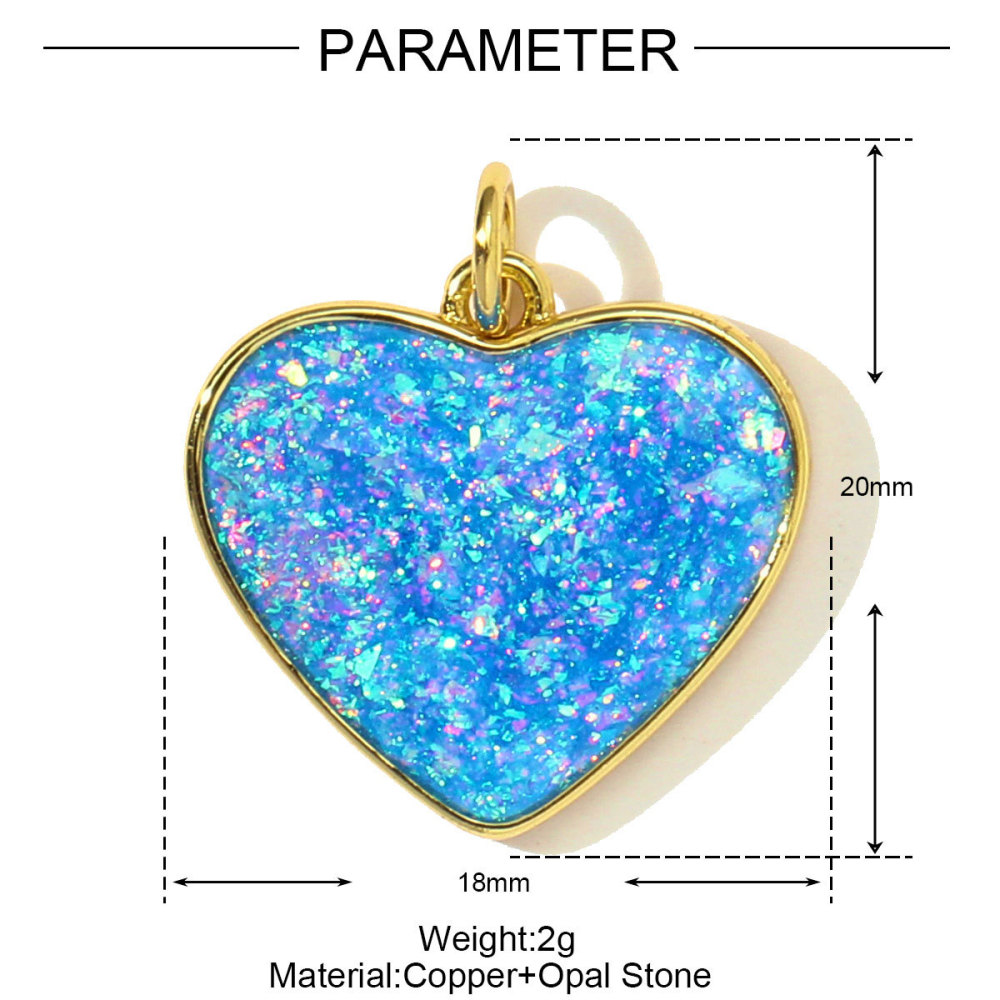 Pendentif Femme En Acier Inoxydable Doré, Orné D'Un Cœur En Opale Romantique (1 Pièce) Image2