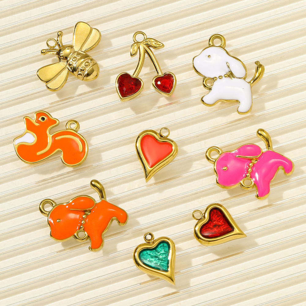Pendentif Femme Vivid Puppy En Acier Inoxydable Étanche Couleur Or (1 Pièce) h5Image5