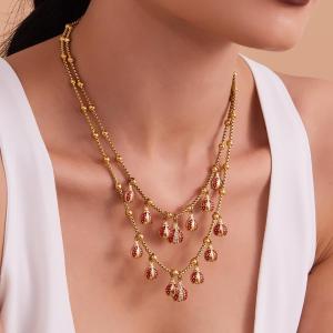 Ensembles De Bijoux Pour Femmes En Acier Inoxydable Imperméable Couleur Or Avec Zircon, Ornés D'Un Scarabée Exquis h5 Image2