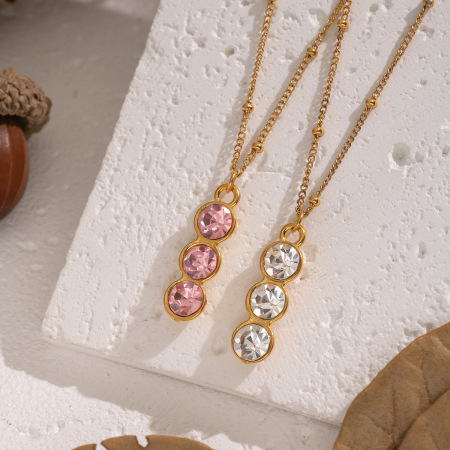 Collier pendentif minimaliste incrusté de zircons, 1 pièce 2