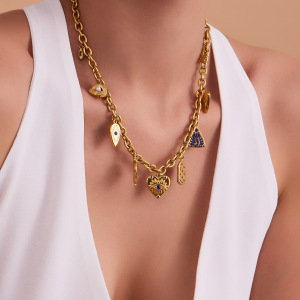 Ensembles De Bijoux Pour Femmes En Acier Inoxydable Imperméable À Motif Géométrique Et Zircon Doré h5 Image5