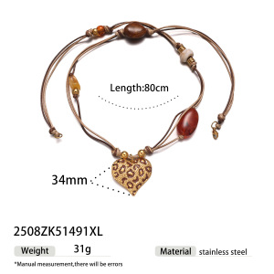 Collier Long En Acier Inoxydable Et Acrylique Imperméable En Forme De Cœur (1 Pièce) h5 