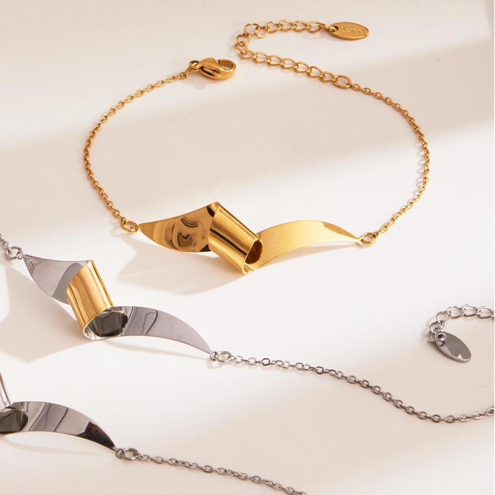 Ensembles De Bijoux Pour Femmes En Acier Inoxydable Imperméable, Couleurs Or Et Argent, Au Style Minimaliste Image7