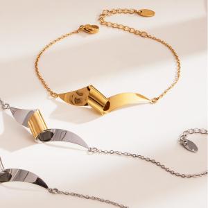 Ensembles De Bijoux Pour Femmes En Acier Inoxydable Imperméable, Couleurs Or Et Argent, Au Style Minimaliste h5 Image7
