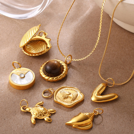 Pendentif DIY étanche en acier inoxydable couleur or (1 pièce)