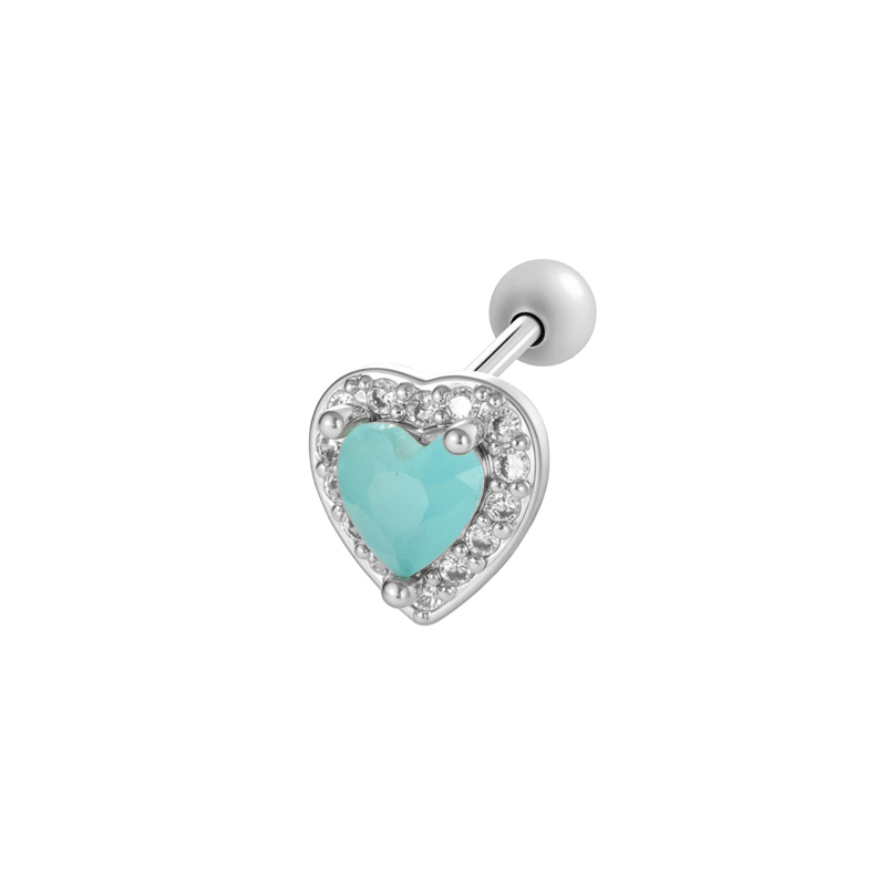 Boucle D'Oreille Piercing En Forme De Cœur En Cuivre Doré Et Zircon 