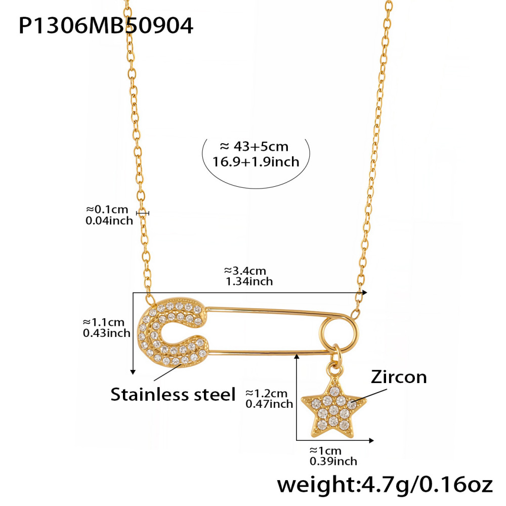 Colliers Pendentifs Pour Femmes Avec Trombone Quotidien En Acier Inoxydable Étanche Couleur Or 