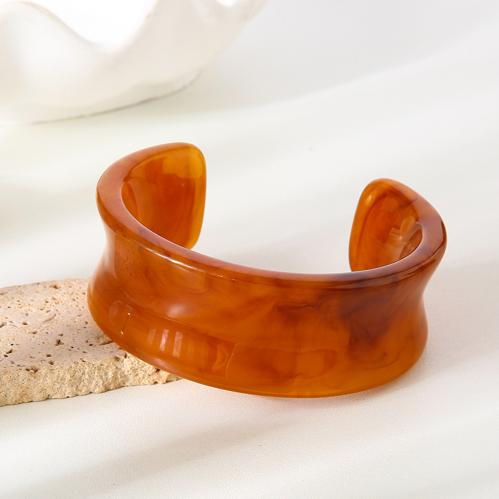 1 Bracelet Manchette Décontracté En Résine Pour Femme, Dégradé De Couleurs h5Image3